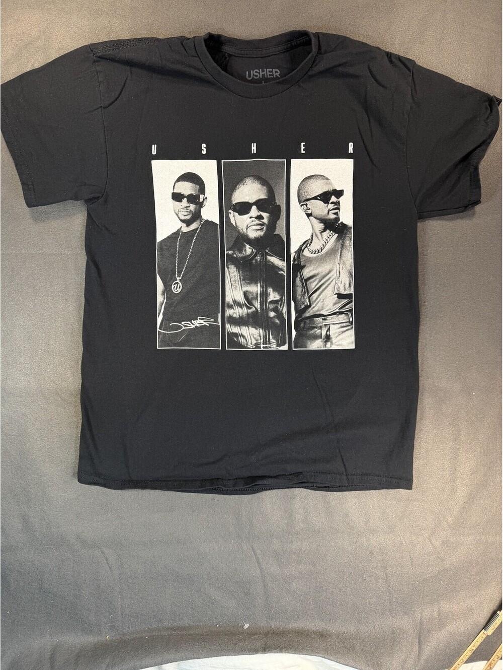 Usher Past Present Future 2024 Tour Concert T Shirt Mens L Black Ball Arena EUC
